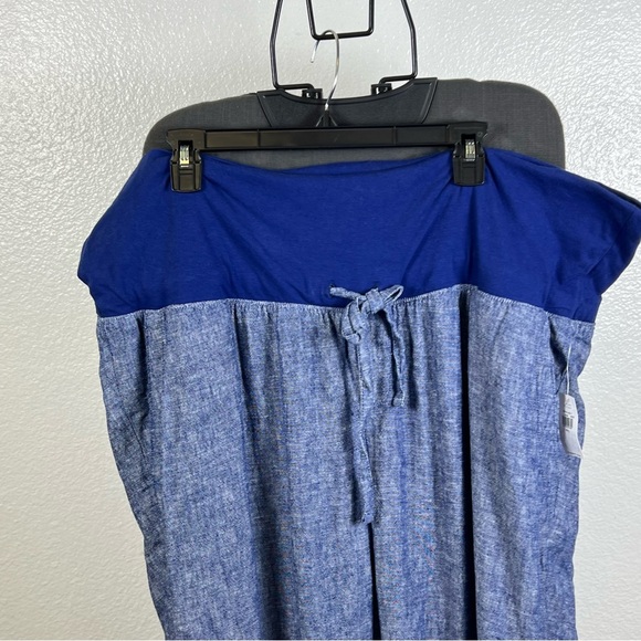 Old Navy Blue Maternity Linen Pants - Picture 2 of 8
